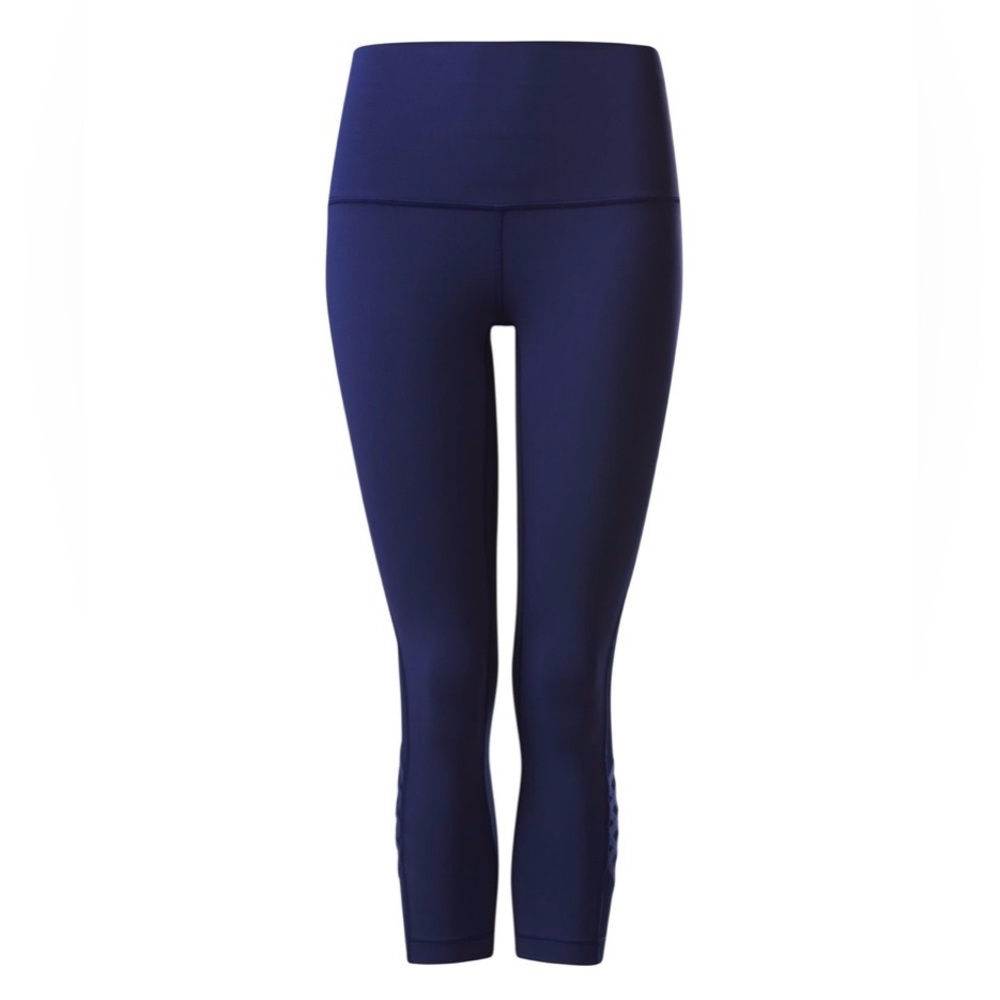 lululemon | Minimalist Crop Hero Blue High Rise Mesh Panel Criss Cross Straps 6 - Picture 3 of 16